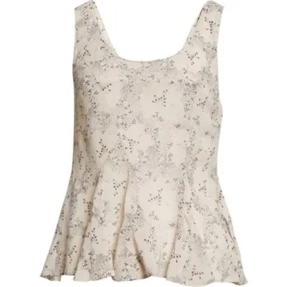 NWT REBECCA TAYLOR Floral Godet Cotton & Silk Tank